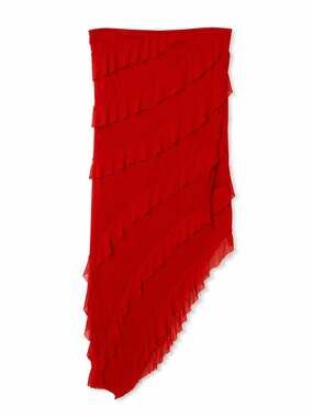 NWT PrettyGarden Strapless Ruffle Tube Maxi Dress XL Red Asymmetrical